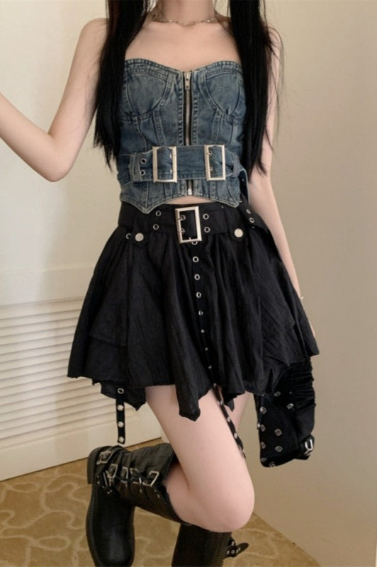 Wasteland Vintage Belt Asymmetrical Mini Skirt image 4