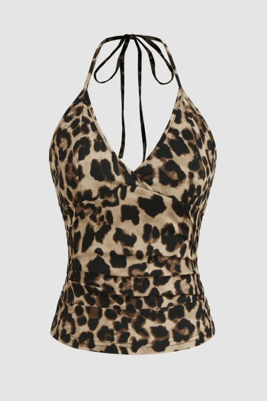 Leopard V Neck Slim Vacation Halter Top image 5