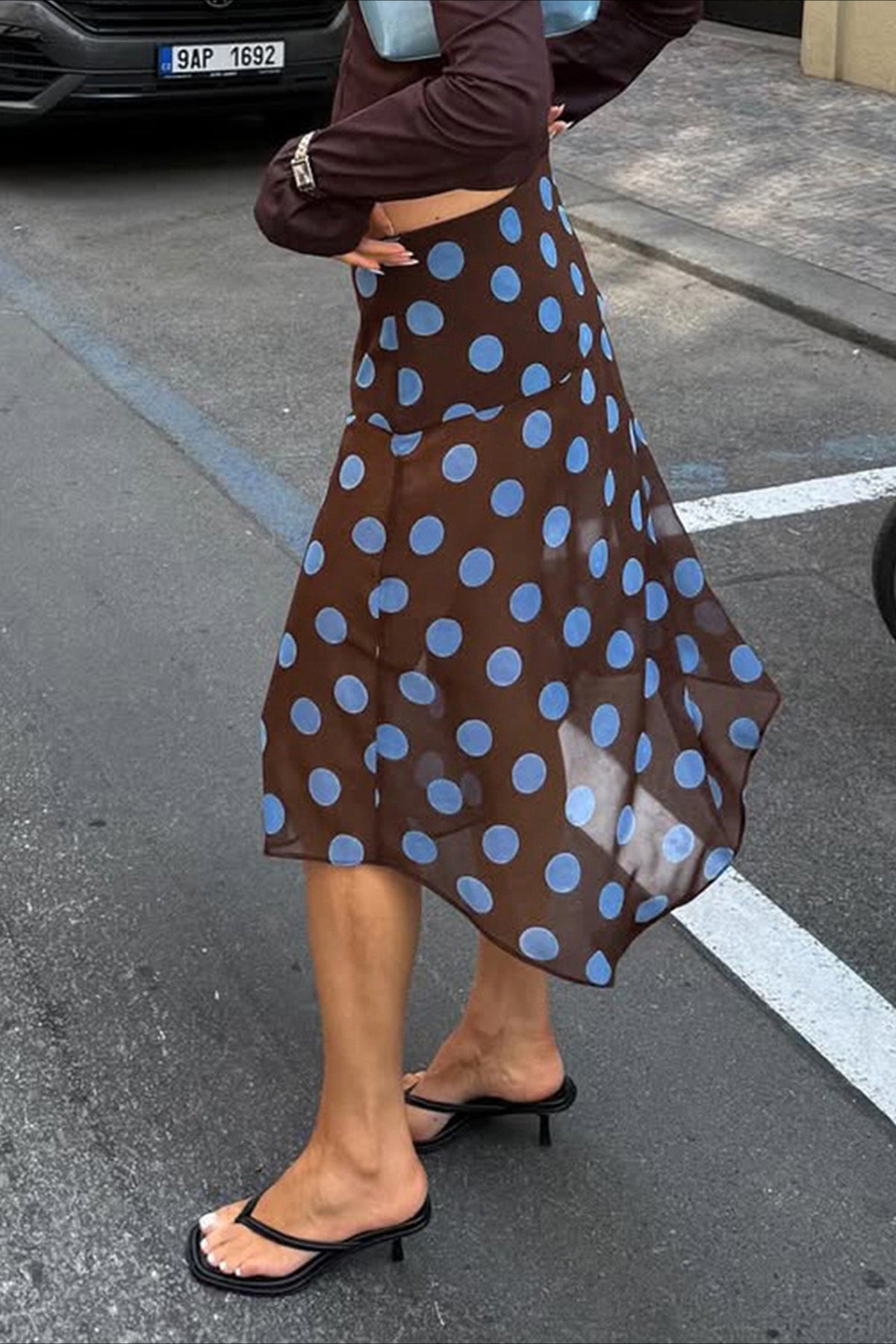 Sheer Polka Dot Ruffled Mesh Skirt image 4