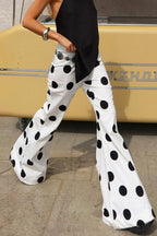 Color Block Polka Dot Flared Pants image 4