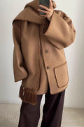 Scarf Collar Tassel Solid Wool Embroidered Coat image 1