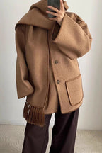 Scarf Collar Tassel Solid Wool Embroidered Coat image 1