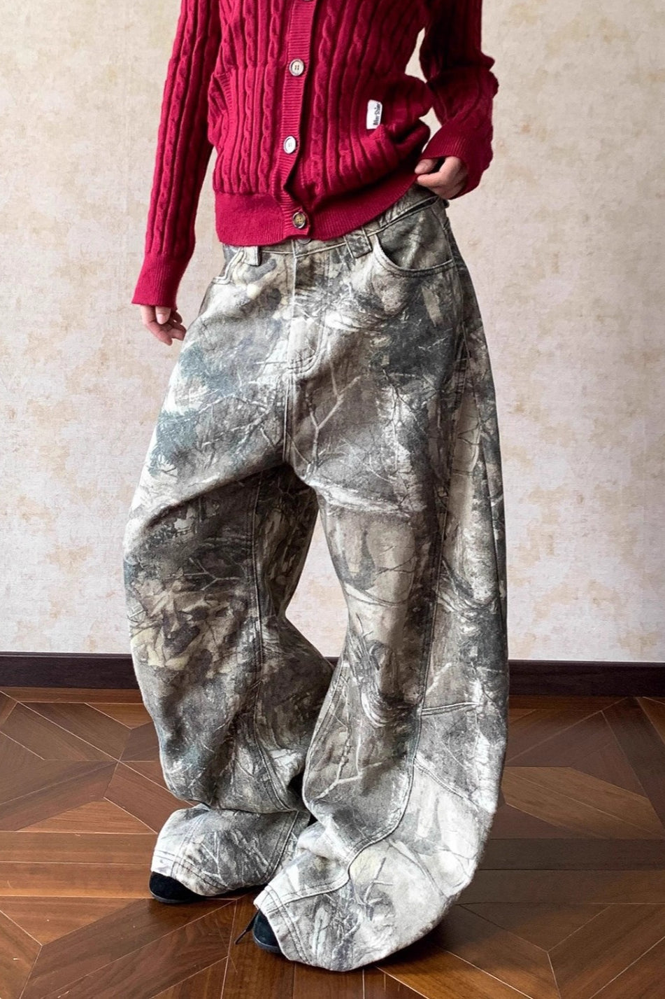 Loose Hip Hop Washed Tree Camo Jeans image 3