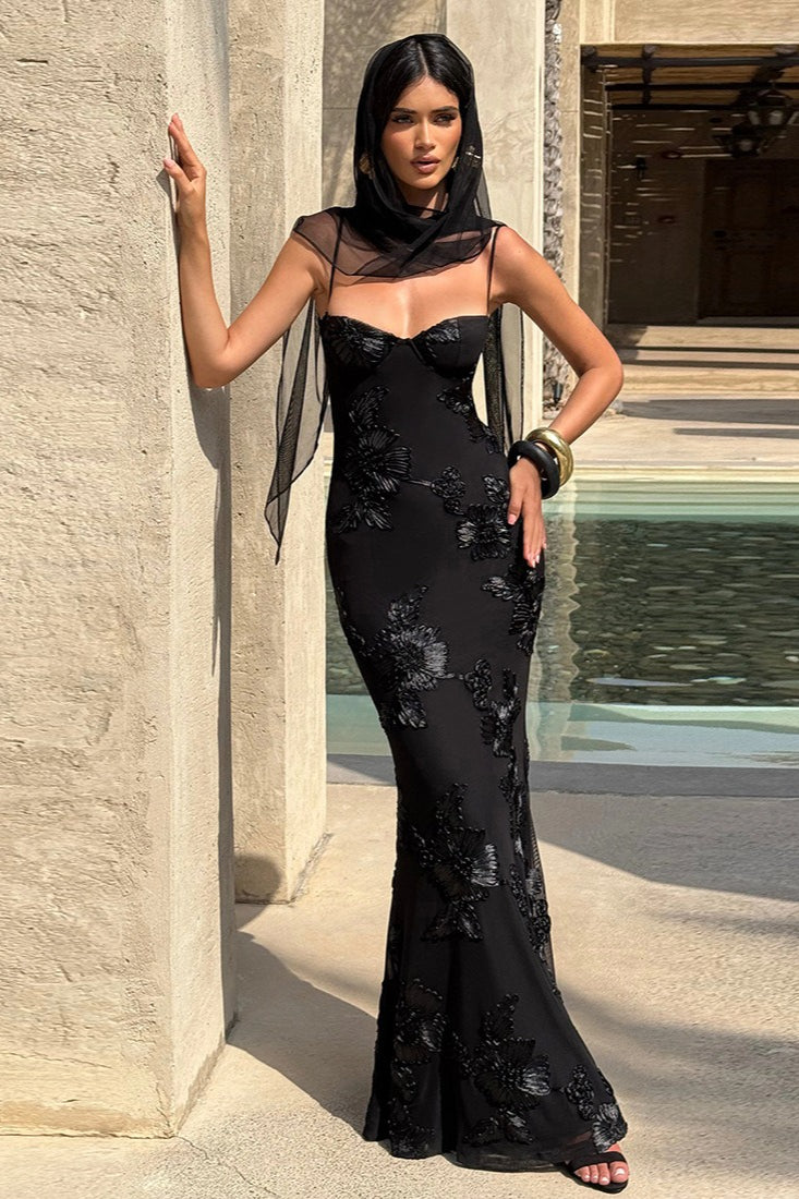 Backless Floral Tie-Up Maxi Dress image 4