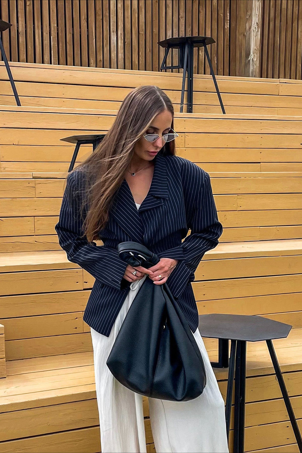 Striped Fitted Waist Designer Blazer Coat image 7
