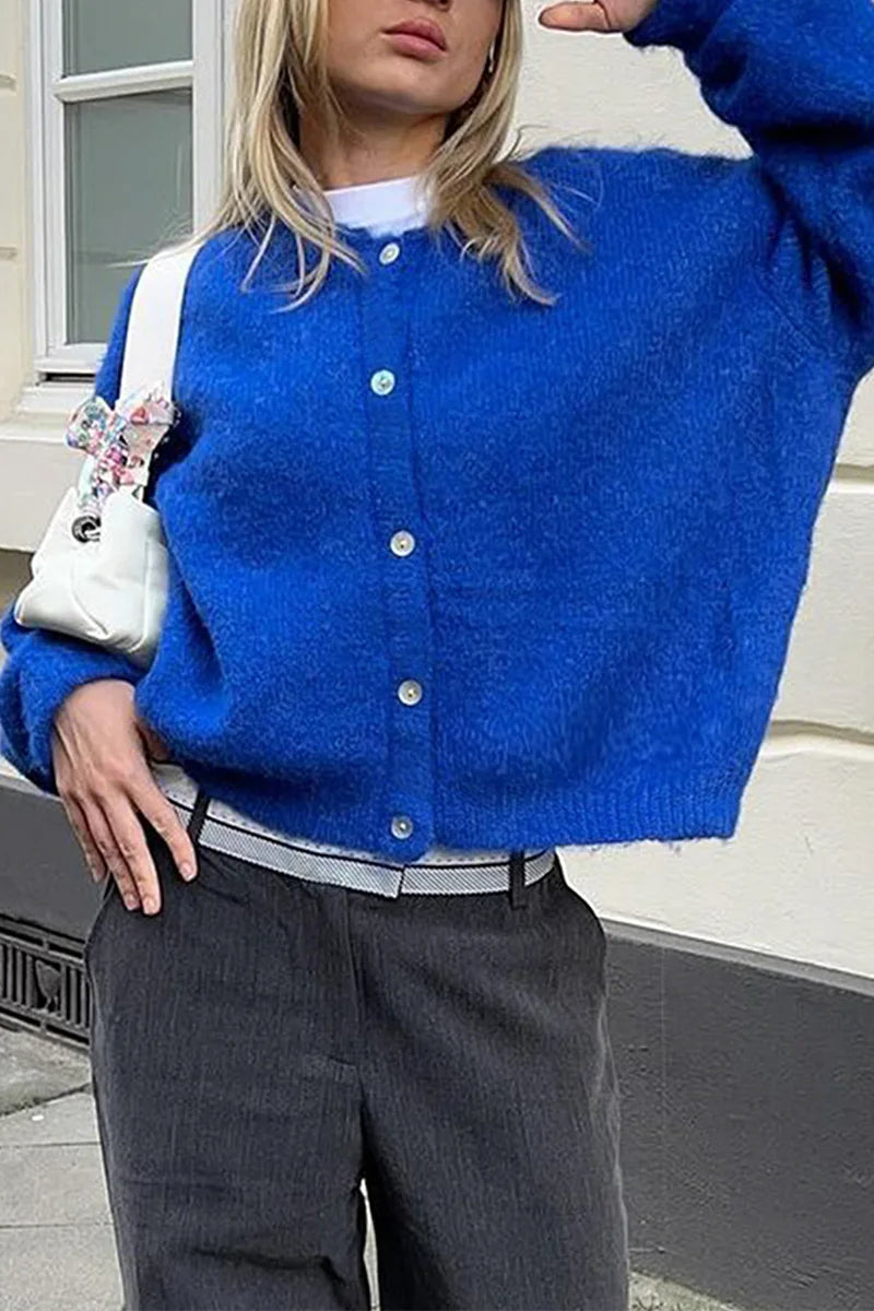 Cropped Knit Button Cardigan image 5