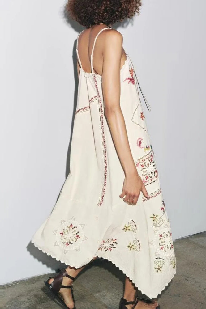 Floral Embroidered Asymmetric Boho Dress image 4