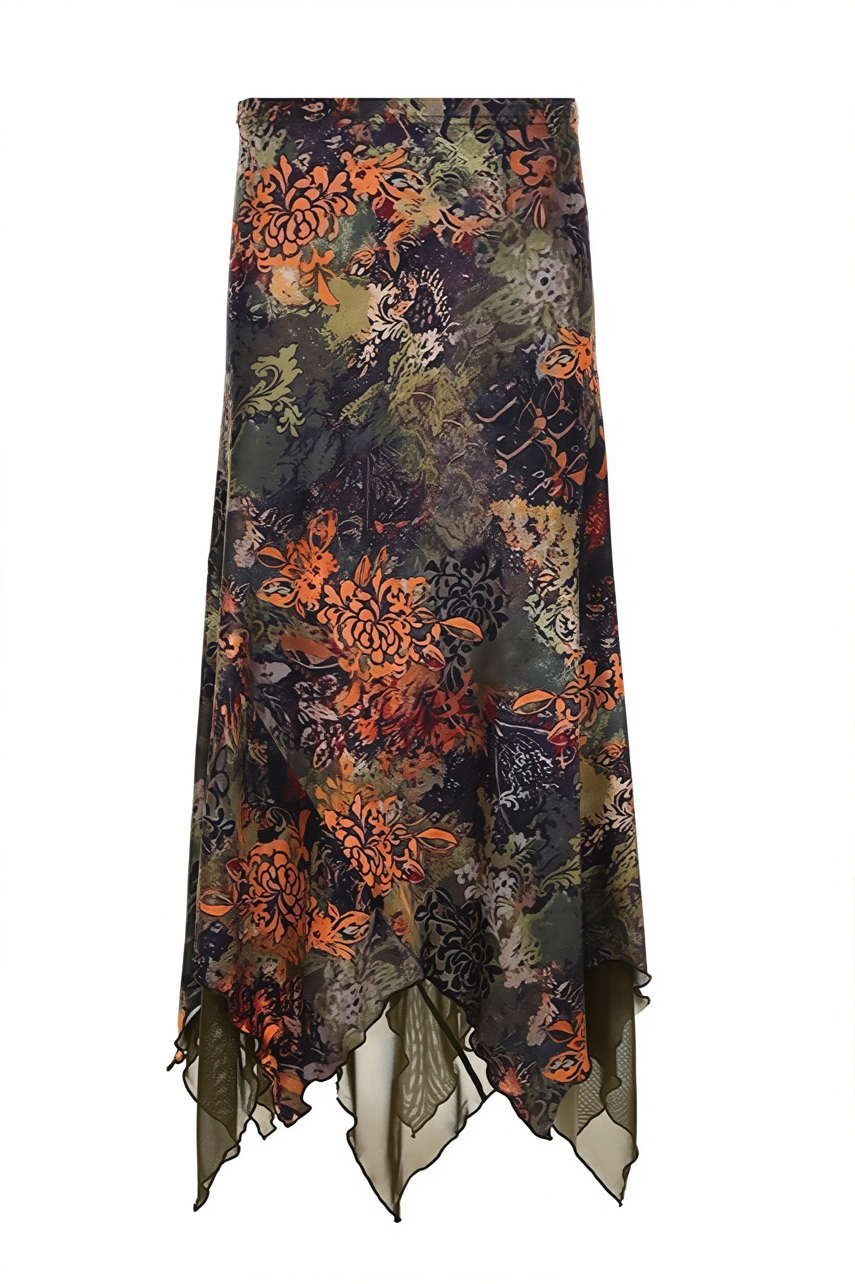 Chic Vintage Patchwork Color Block Asymmetrical Skirt image 5