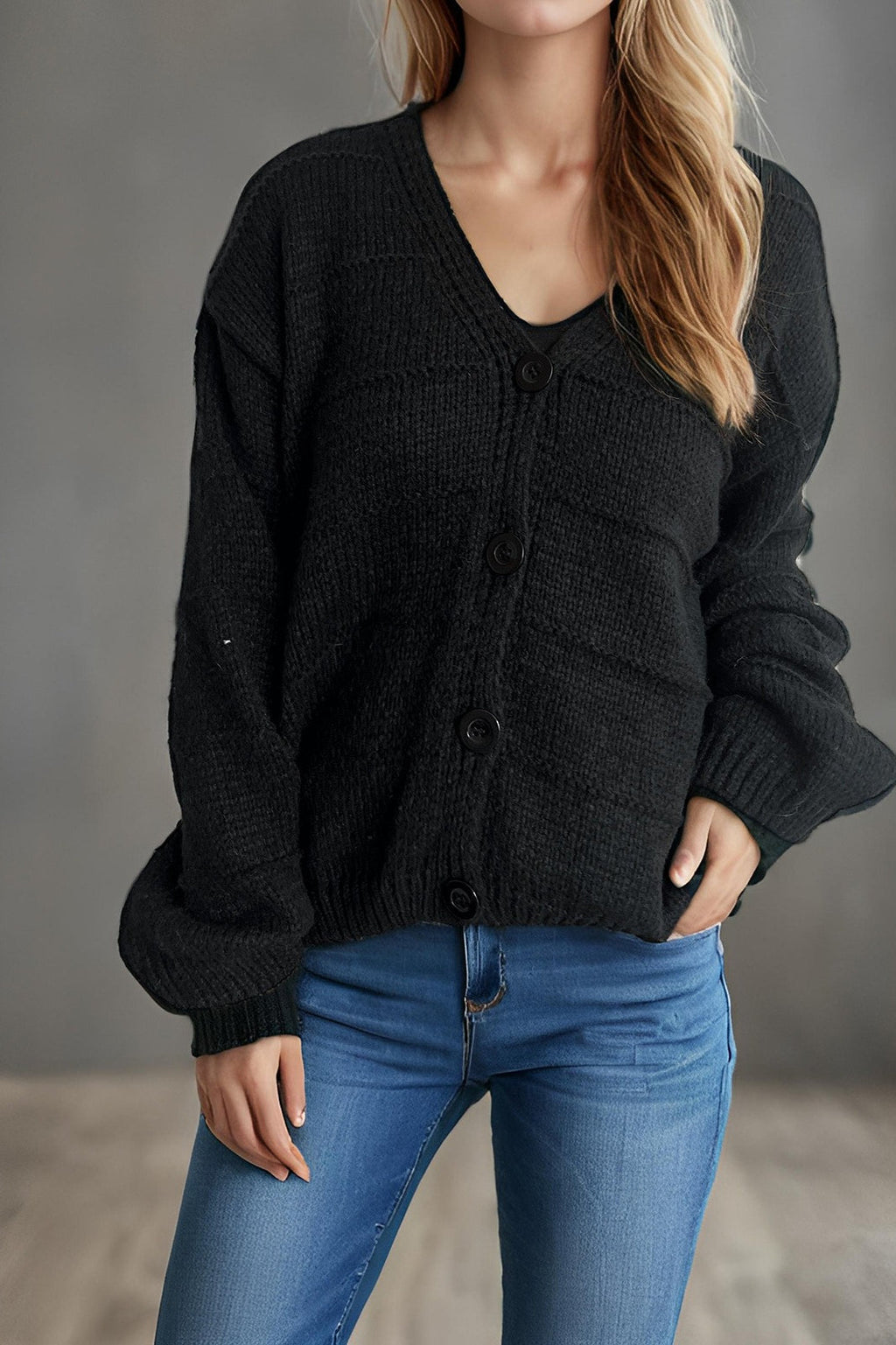Relaxed V-Neck Cardigan image 6