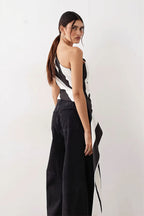 Striped Chiffon One Shoulder Tie Blouse image 3