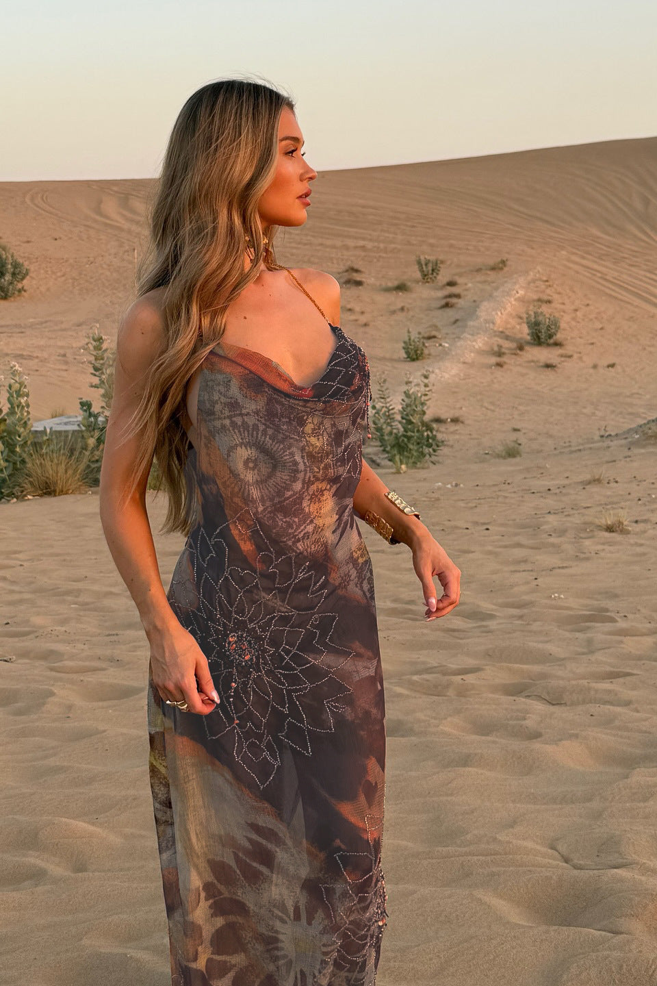 Vacation Style Printed Backless Maxi Dress image 2