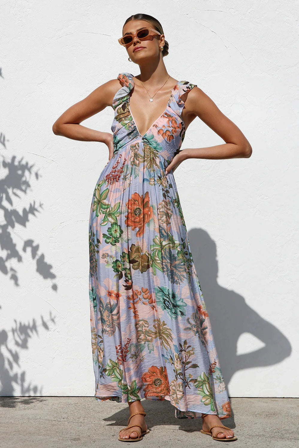 V Neck Swing Print Cami Maxi Dress image 5