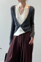 Patchwork Layered Halter Long Sleeve Tee image 4