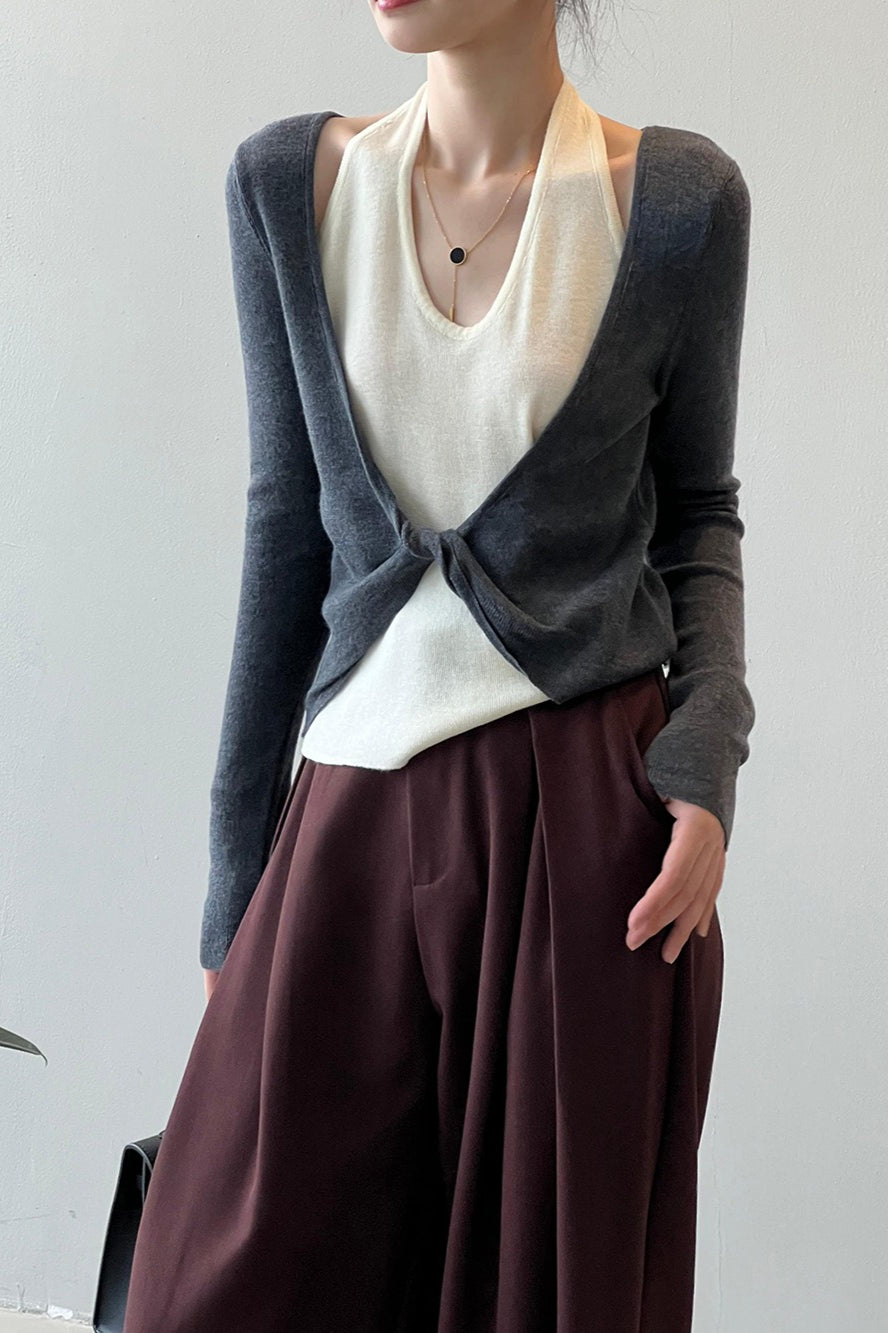 Patchwork Layered Halter Long Sleeve Tee image 4