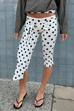 Polka Dot Print Tie Cropped Pants image 1