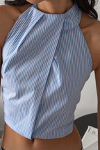 Jacquard Halter Backless Striped Tank Top image 3