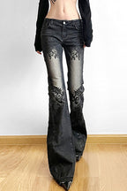 Vintage Plant Print Flared Jeans image 1