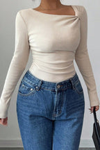 Classic Solid Color Slim Knit Top image 4