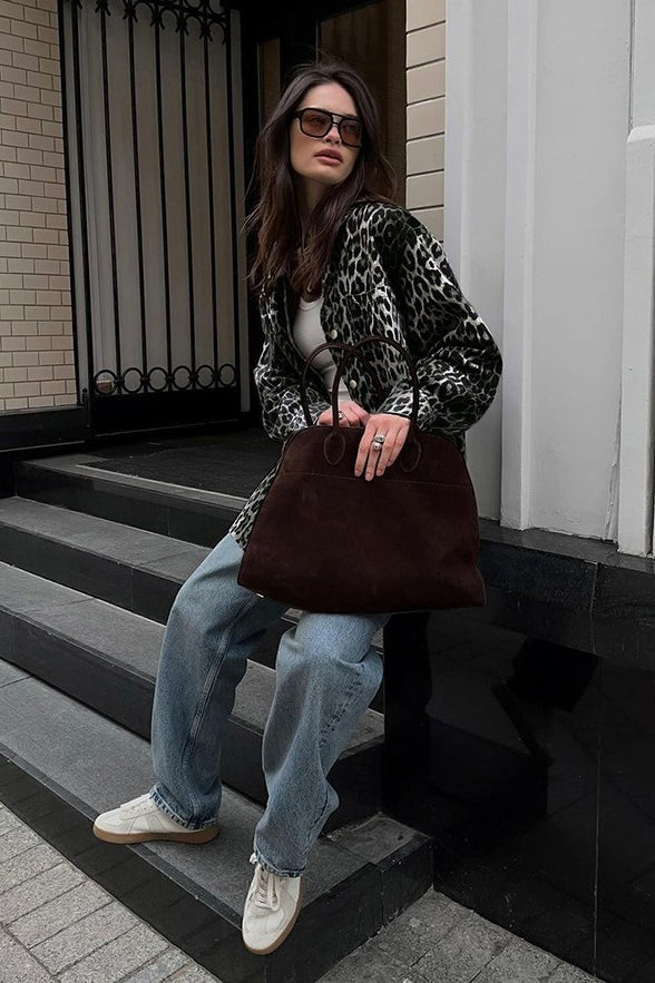 Leopard Print Long Sleeve Open Front Coat image 1