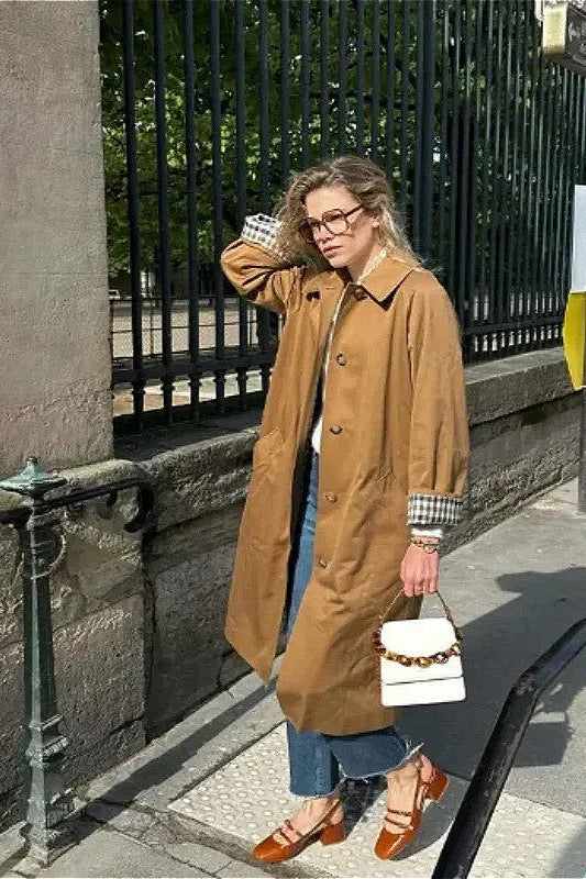 Collared Buttoned Trench Cargo Overcoat image 4