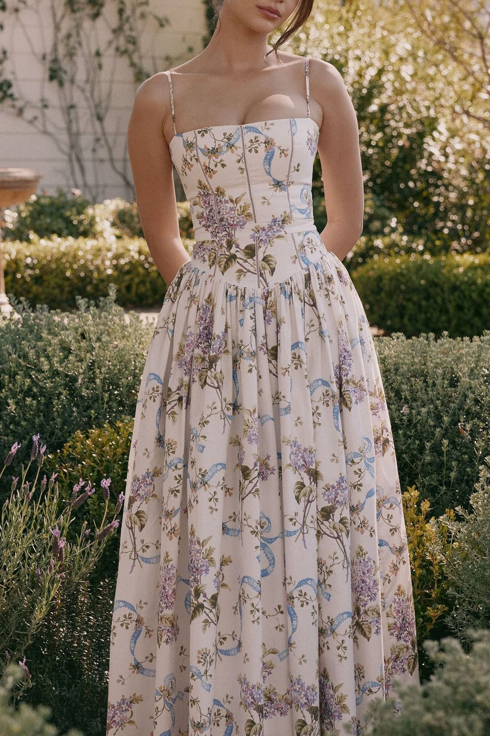 Elegant Gentle Floral Cami Fairy Maxi Dress image 6