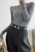 Fine Gauge Wool Ripple Stitch Knit Top image 5