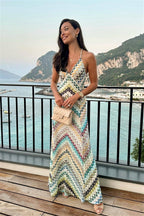 Striped Knit Cutout Texture Maxi Dress image 7