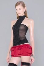 Rhinestone Sequin Scarf Sheer Tank Top image 5