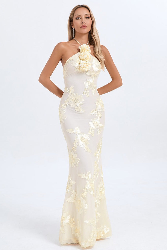 Halter Floral Foil Print Maxi Dress image 2