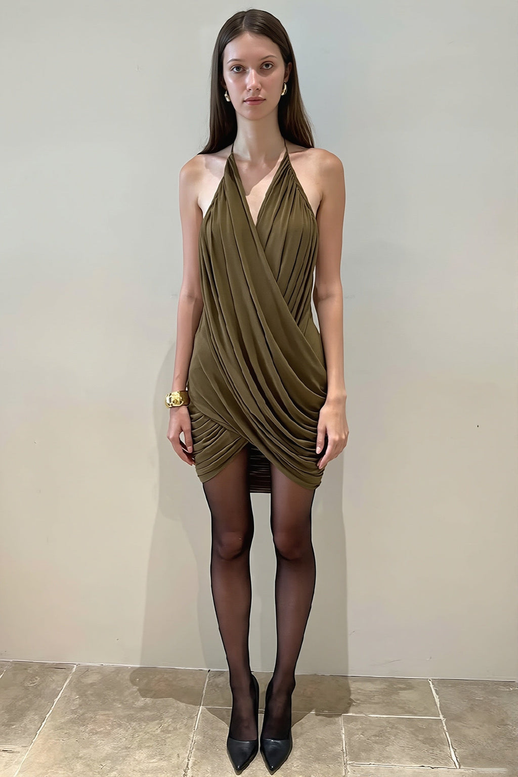 Chic V Neck Ribbed Cami Slim Mini Dress image 4