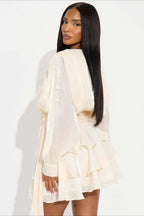 Sheen Flowy Tie Ruched Tiered Mini Dress image 7