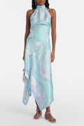 Satin Printed Halter Backless Skirt Set image 1