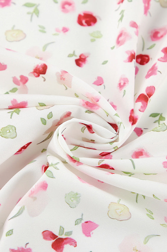 Puff Sleeve Slim Waist Long Floral Dress image 5