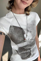 Bear Print Slim Cropped Cotton T-shirt image 3