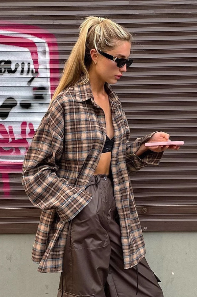 Vintage Plaid Long  Blouse image 1