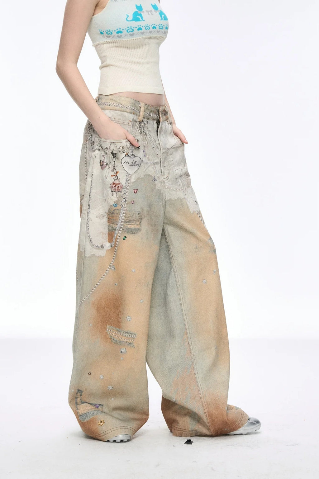 Tie Dye Baggy Wide Leg Denim Jeans image 2