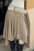 Chic Suede High Waist Asymmetrical Skirt image 1