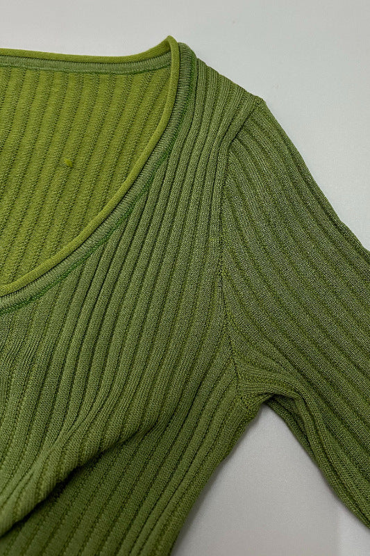 Tie-Front Cropped Ribbed Knit Cardigan image 3