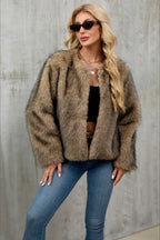 Plush Short Fur Open Cardigan Coat image 14