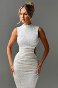 Textured Backless Bodycon Maxi Dress image 1