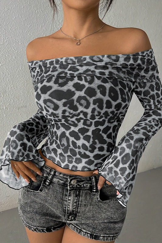 Off Shoulder Leopard Print Crop Top image 4