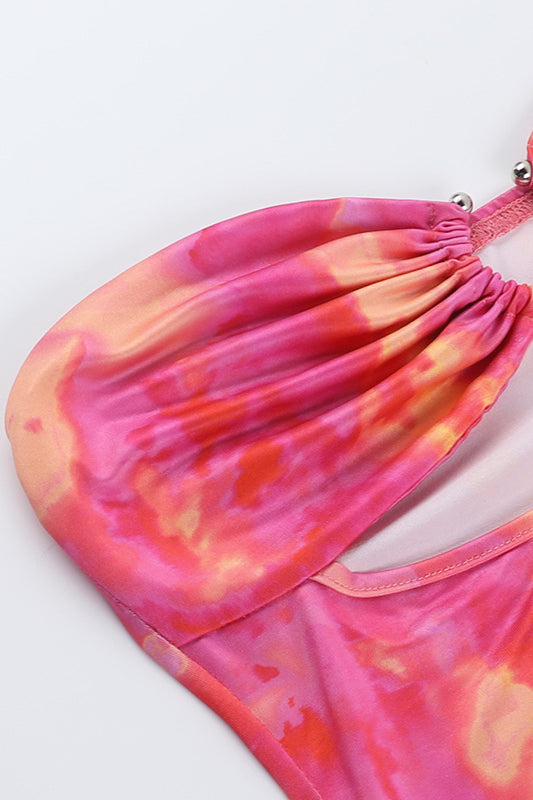 Floral Metal Ring Cutout Cami Party Dress image 9