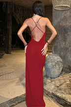 Chic Solid Deep V Cami Backless Slim Fit Maxi Dress image 6