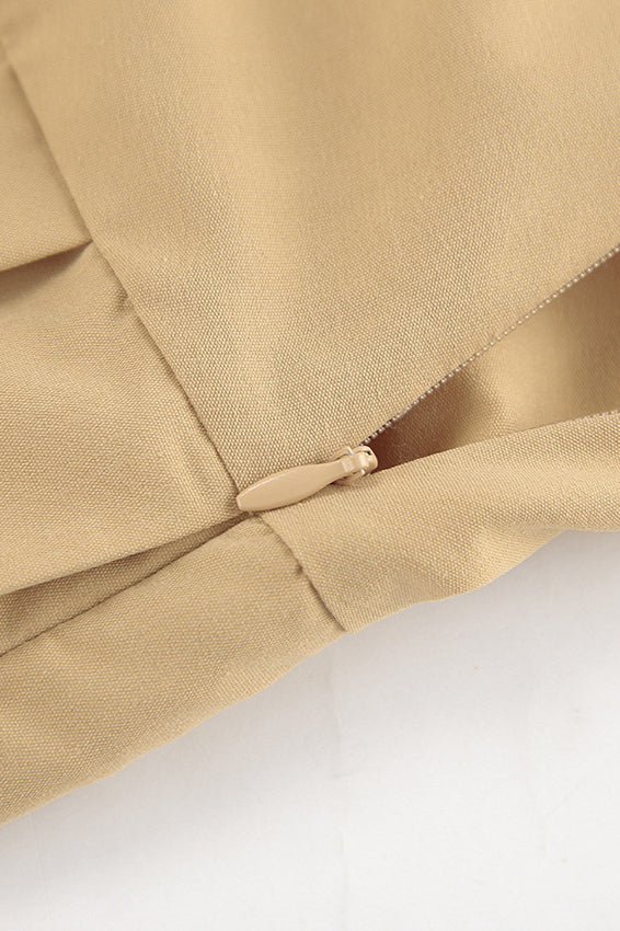 Vintage Solid Color Pleated Midi Skirt image 4