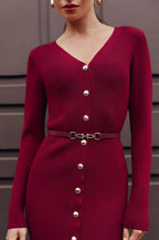 Long Sleeve Button Sweater Dress image 4