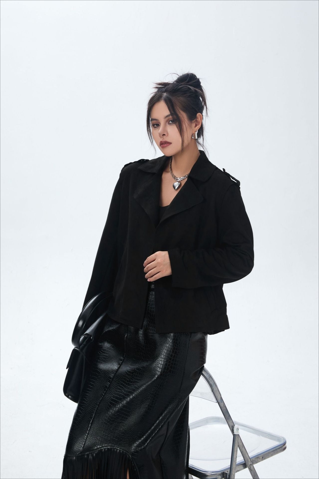 Suede Open Front Biker Jacket image 13