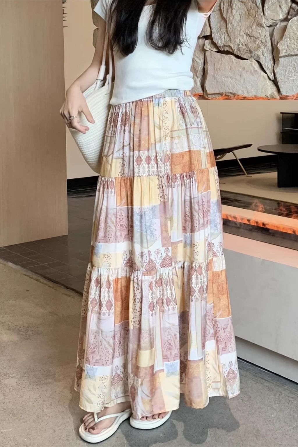 Sexy Orange Tiered A Line Flowy Skirt image 1