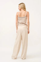 Joelle Linen Trousers detail view styled for Avrienne