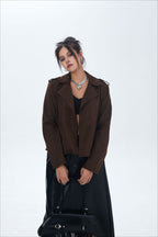 Suede Open Front Biker Jacket image 3