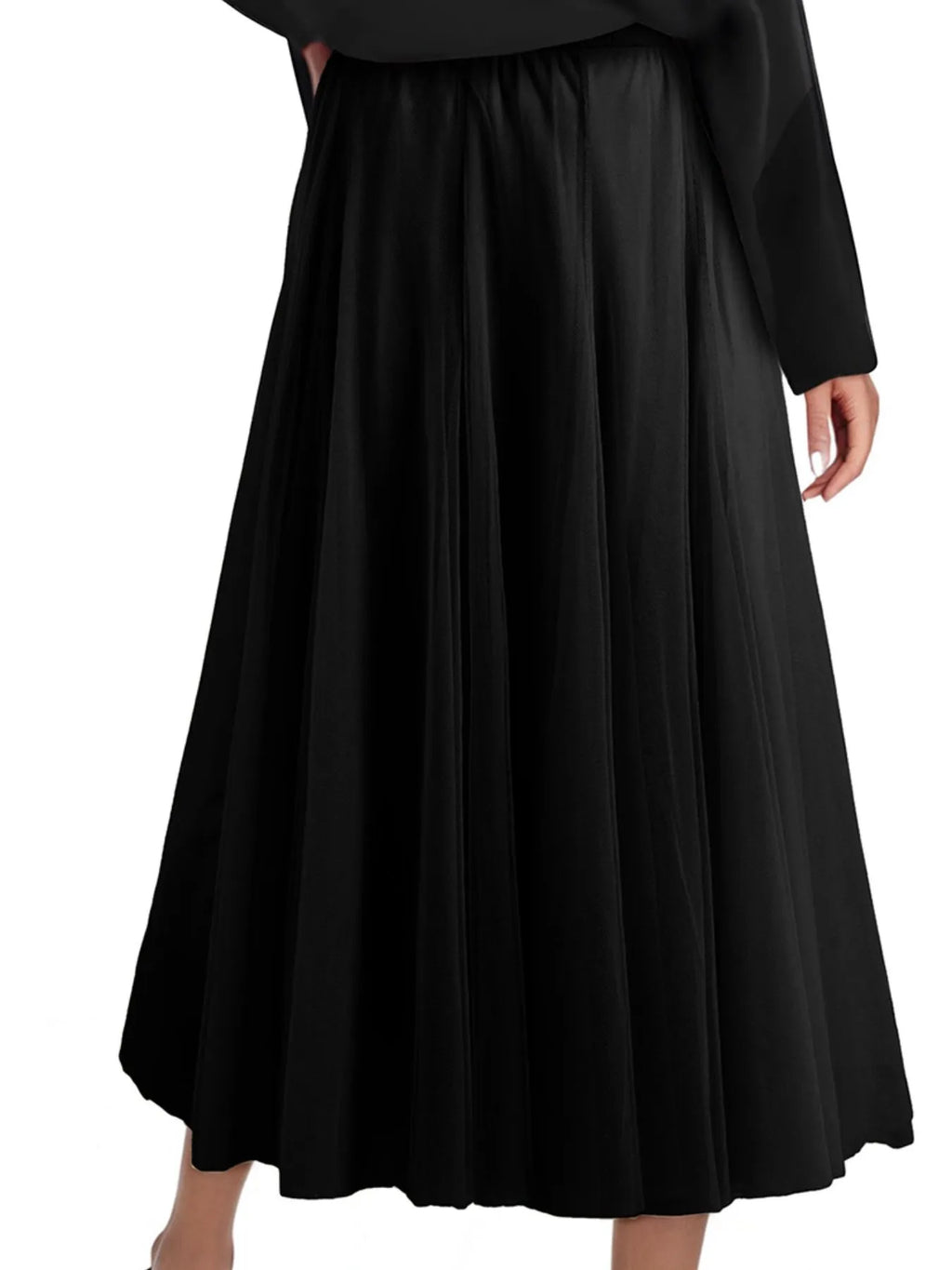 Mira Midi Skirt detail view styled for Avrienne